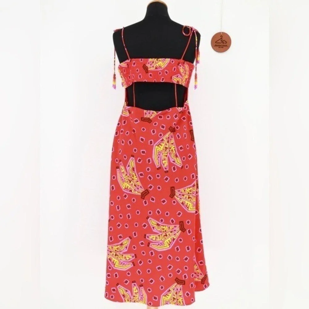 House of Harlow 1960 Banana Print Cutout Dress Beaded Tassels Medium NWT Resort - Picture 4 of 9